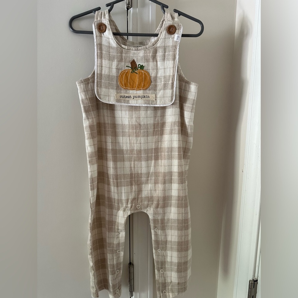 Mud Pie, plaid pumpkin baby longall, 12-18 months